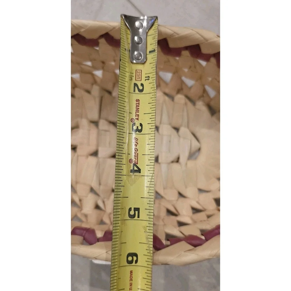 Woven Basket Striped Ceramic‎ Handles Decor Farmhouse Rustic Cottagecore Boho